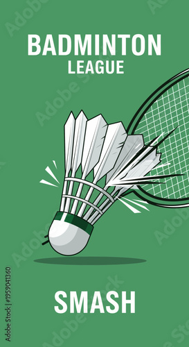 Dynamic Badminton Smash Graphic Design for League Competition and Sport Promotion