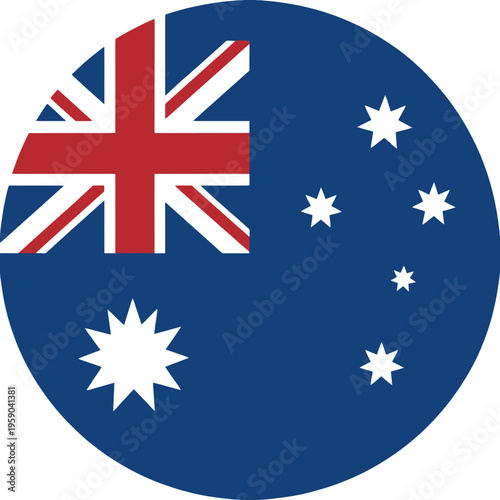 Australian Flag Inside Blue Circle Vector Icon