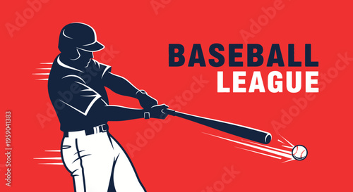 Dynamic Baseball Player Silhouette Swinging Bat At Ball