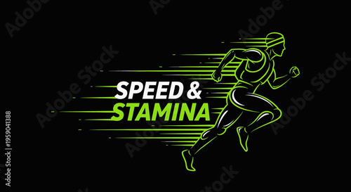 Dynamic Athlete Depicted In Motion Showcasing Speed and Endurance on a Black Background