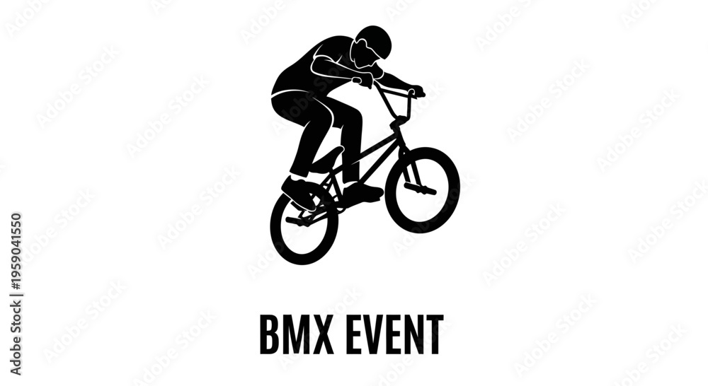 Fototapeta premium Dynamic Bmx Rider Performing Stunt Silhouette Vector Art And Graphics