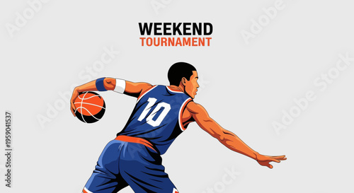 Dynamic Basketball Player In Action For Weekend Tournament Illustration
