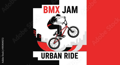 Dynamic Bmx Rider Performing Stunts In Urban Environment graphic art