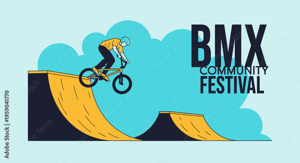 Fototapeta premium Dynamic Bmx Rider Soars High At Thrilling Community Festival Event