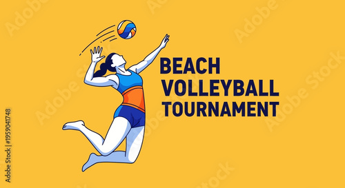 Dynamic Beach Volleyball Tournament Graphic Celebration Active Sport