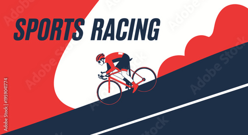 Dynamic Bicycle Racer In Action Sports Event Illustration