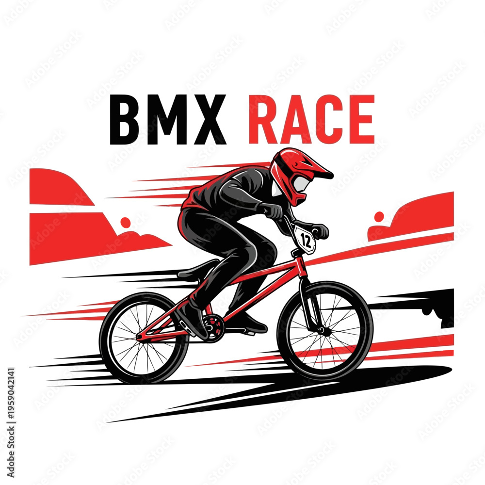 Fototapeta premium Dynamic BMX Race Illustration Depicting Speed, Action, and Energetic Competition on a Bike