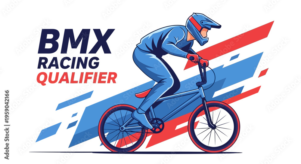 Obraz premium Dynamic BMX Racer Performing, Action Sport Illustration, Bold Graphic Design, Qualifier Focus