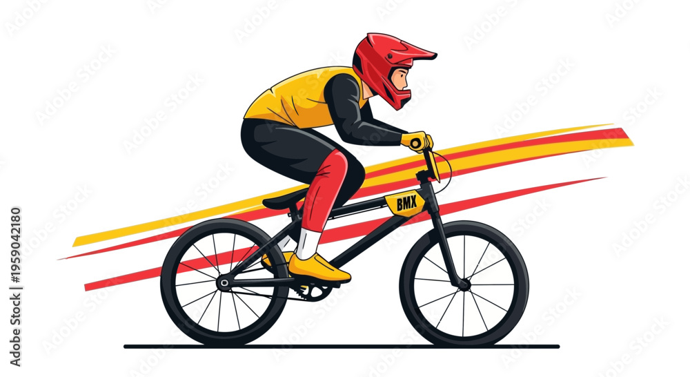 Obraz premium Dynamic Bmx Rider Action Illustration With Speed Streaks And Vibrant Colors