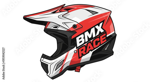 Dynamic BMX Race Helmet Vector Illustration Vibrant Action Gear