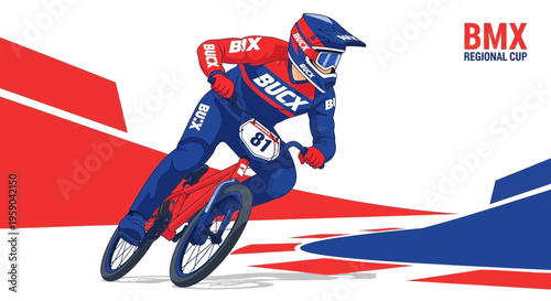 Dynamic BMX Racer in Action Competing in a Regional Event with Speed and Agility Displayed
