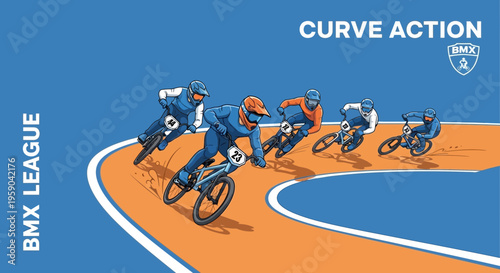 Dynamic Bmx Racers Competing In A Thrilling Curve Race Action