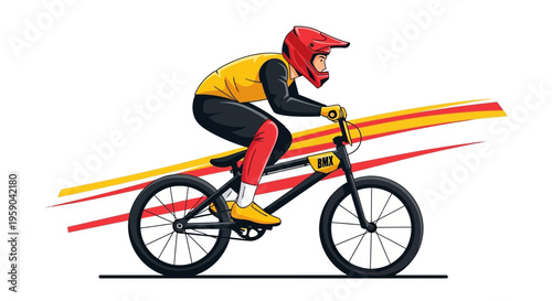 Dynamic Bmx Rider Action Illustration With Speed Streaks And Vibrant Colors
