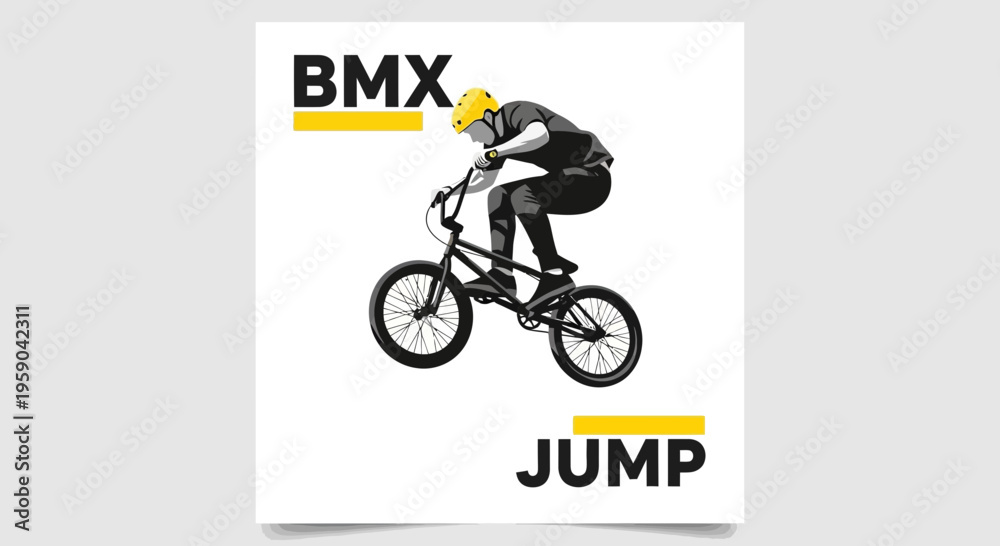 Fototapeta premium Dynamic Bmx Rider Performing A Stunt In Mid Air