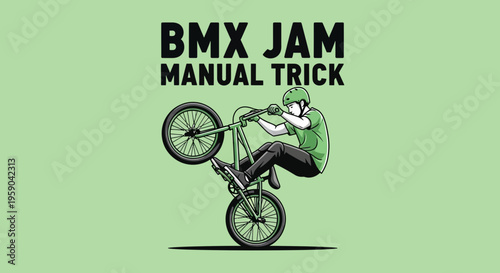 Dynamic Bmx Rider Performing A Wheelie Trick On Bicycle
