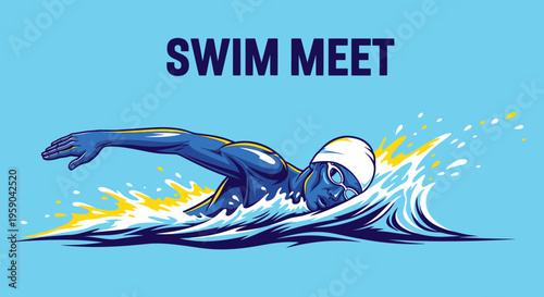 Dynamic Freestyle Swimmer In Action Sport Illustration