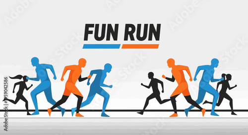 Dynamic Fun Run Event Concept With Energetic Silhouettes Racing