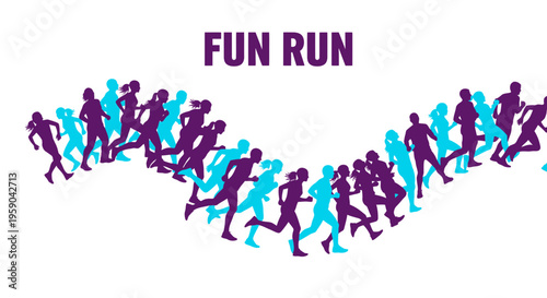 Dynamic Fun Run Silhouette Event Crowd