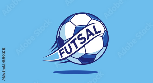 Dynamic Futsal Ball Emblem With Flowing Ribbon Design For Sports Branding