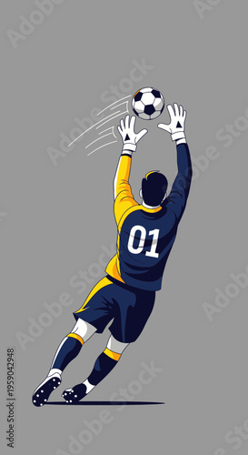 Dynamic Goalkeeper Save In Mid-Air Action Shot Soccer Championship