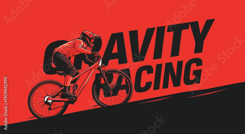 Dynamic Gravity Racing Athlete On Red Background