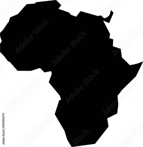 Africa map silhouette with minimalist black continent outline vector illustration