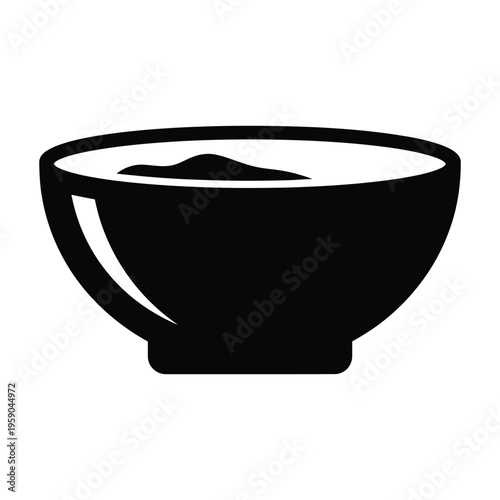 Bowl of soup or food icon black silhouette vector illustration