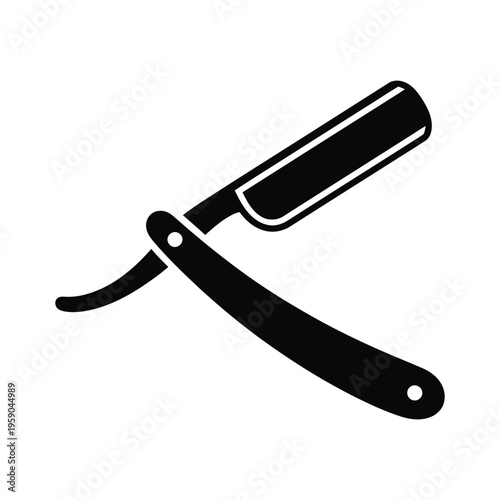 Straight razor icon open for barber shop grooming black silhouette vector illustration