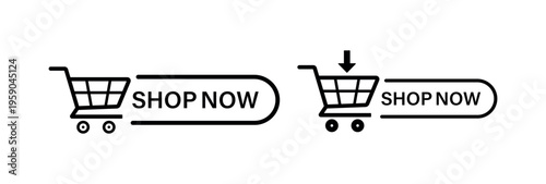 Minimalist Shopping Cart Button Icon, Web Purchase Cart Arrow Icon for Online Marketplaces