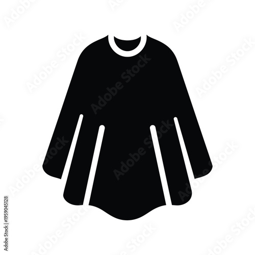 Poncho Icon Flat Silhouette Fashion Apparel Minimalist Black Vector