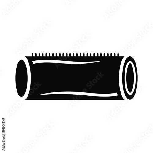 Hair roller icon for hair styling in beauty salon, black silhouette vector