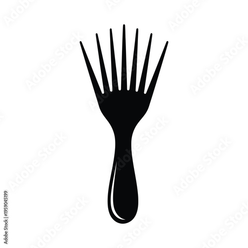 Afro pick comb silhouette icon for hair styling and grooming minimalist black design