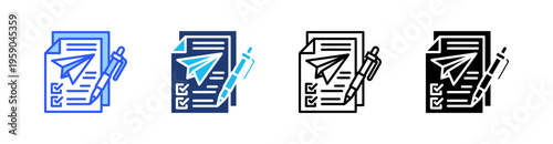 Planning Multi Style Icon Set Vector 