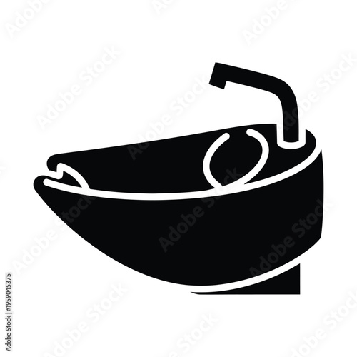 Hair salon wash basin with faucet icon for hairdressing and beauty salon black silhouette
