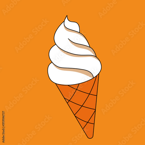 an illustration of ice cream cone creamy vanilla