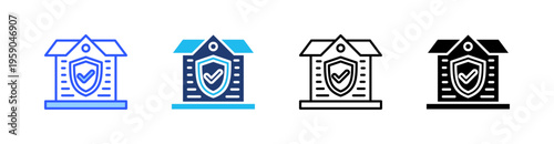 Home Insurance Multi Style Icon Set Vector 