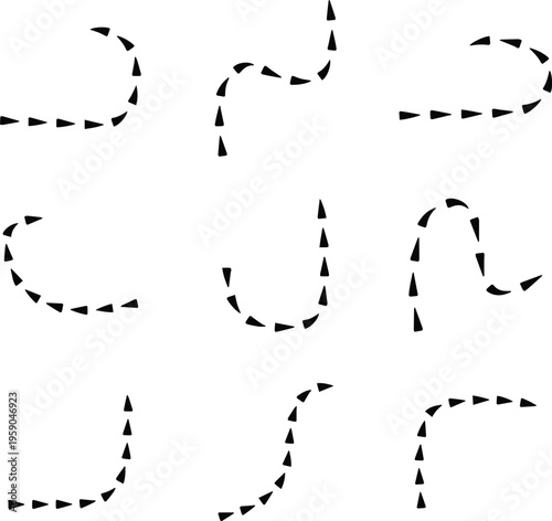 Dashed Line Arrows Navigation Path Collection