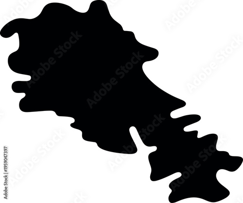 Abstract map silhouette with irregular geographic shape in minimalist black vector style