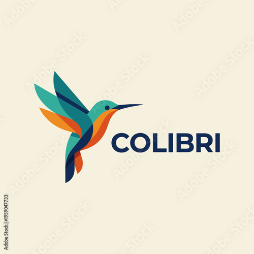This artistic logo features a colorful hummingbird in flight, symbolizing agility, joy, and beauty, reflecting the vibrant essence of nature and the wonder of avian life.