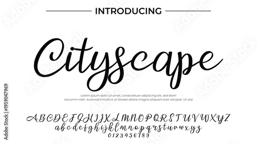 Cityscape Font Stylish brush painted an uppercase vector letters, alphabet, typeface