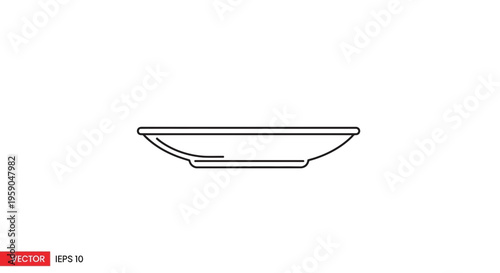 Simple Line Art Icon of a Plate, Minimalist Kitchenware Vector Graphic