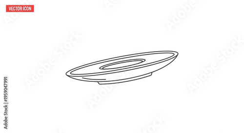 Simple Line Art Icon of a Plate, Vector Illustration