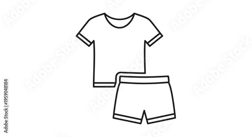 Simple Line Art Icon of a T-Shirt and Shorts Set