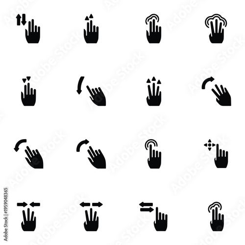 Touch Interface Hand Gesture Icons Collection