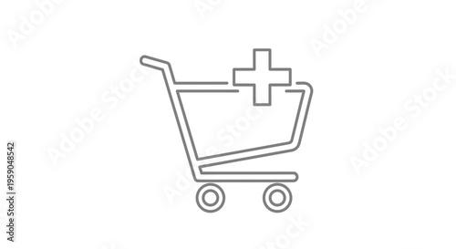 Shopping Cart with Plus Icon: Add to Cart, Online Shopping, E-commerce Concept