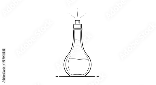 Perfume Bottle Sketch Icon, Minimalist Fragrance Spray Outline, Elegant Aroma Essence