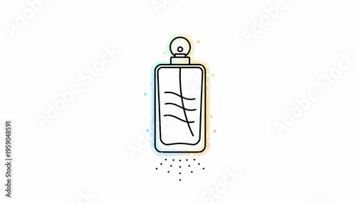 Perfume Bottle Icon with Spray Mist Effect, Minimalist Line Art, Beauty and Fragrance Concept
