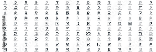 collection abstract creative letter R logo vector, bussines logo letter R	
