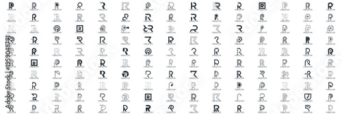 collection abstract creative letter R logo vector, bussines logo letter R	