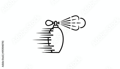Perfume Spray Bottle Icon with Speed Lines, Fast Delivery Concept